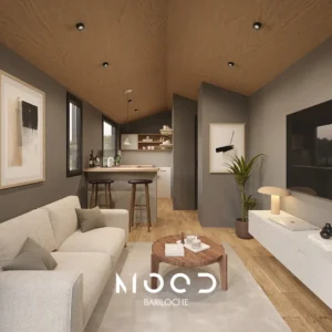 Vista interior living - casas modulares