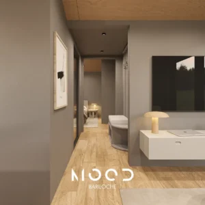 Vista interior living con ampliación- casas modulares